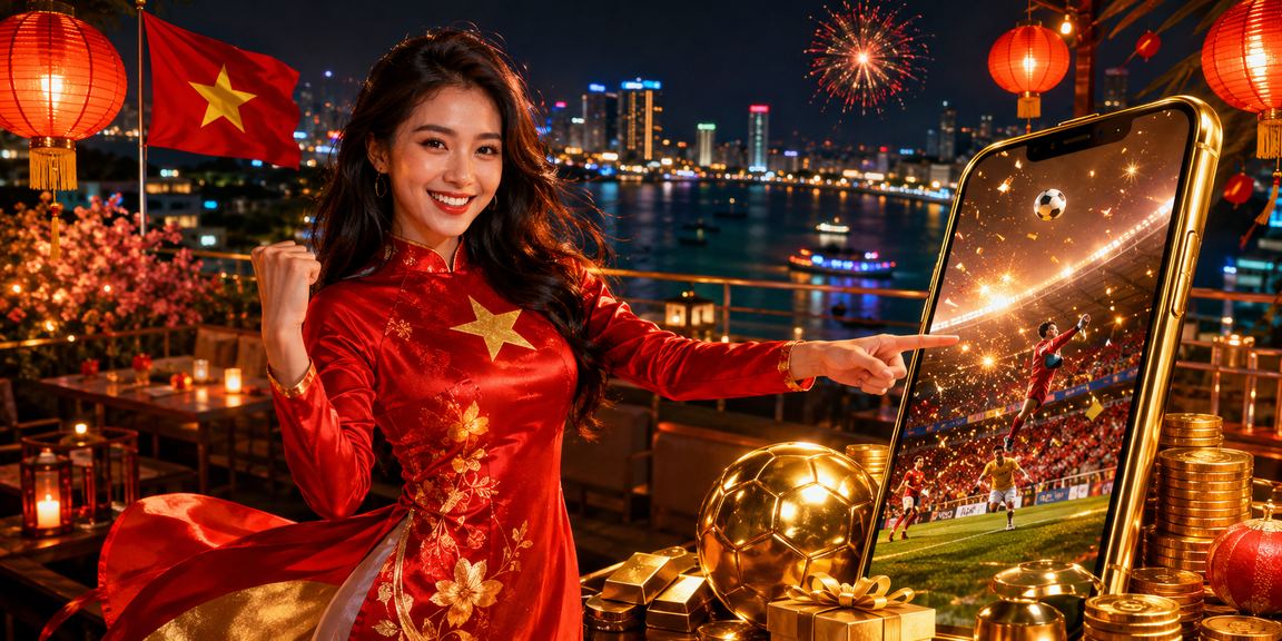 Người dùng tại Đà Nẵng mặc áo dài trải nghiệm xổ số trực tuyến trên điện thoại