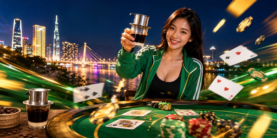 Người dùng TP.HCM chơi baccarat trực tuyến tại quán cà phê buổi tối